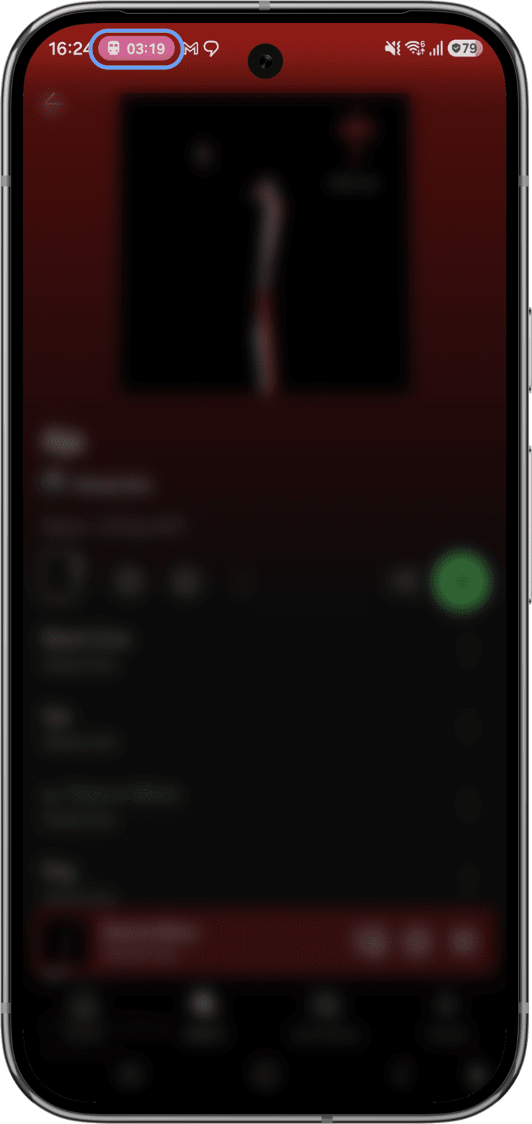 The status-bar chip counting down over whatever else you're doing