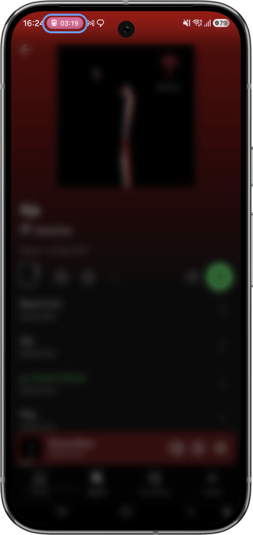 The status-bar chip counting down over whatever else you're doing