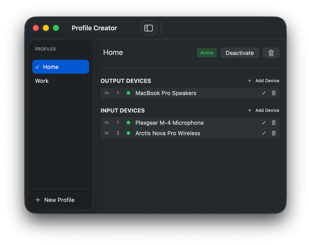 Building a profile from a prioritized device list